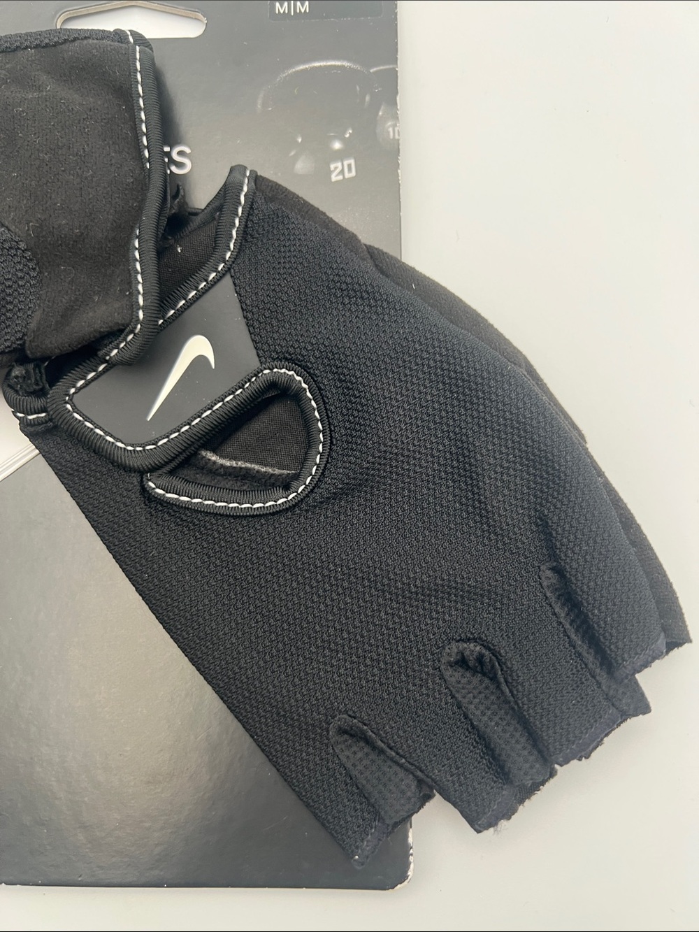 Nike Women's Black Fingerless Workout Gloves with White Swoosh - Picture 7 of 9